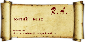 Rontó Aliz névjegykártya